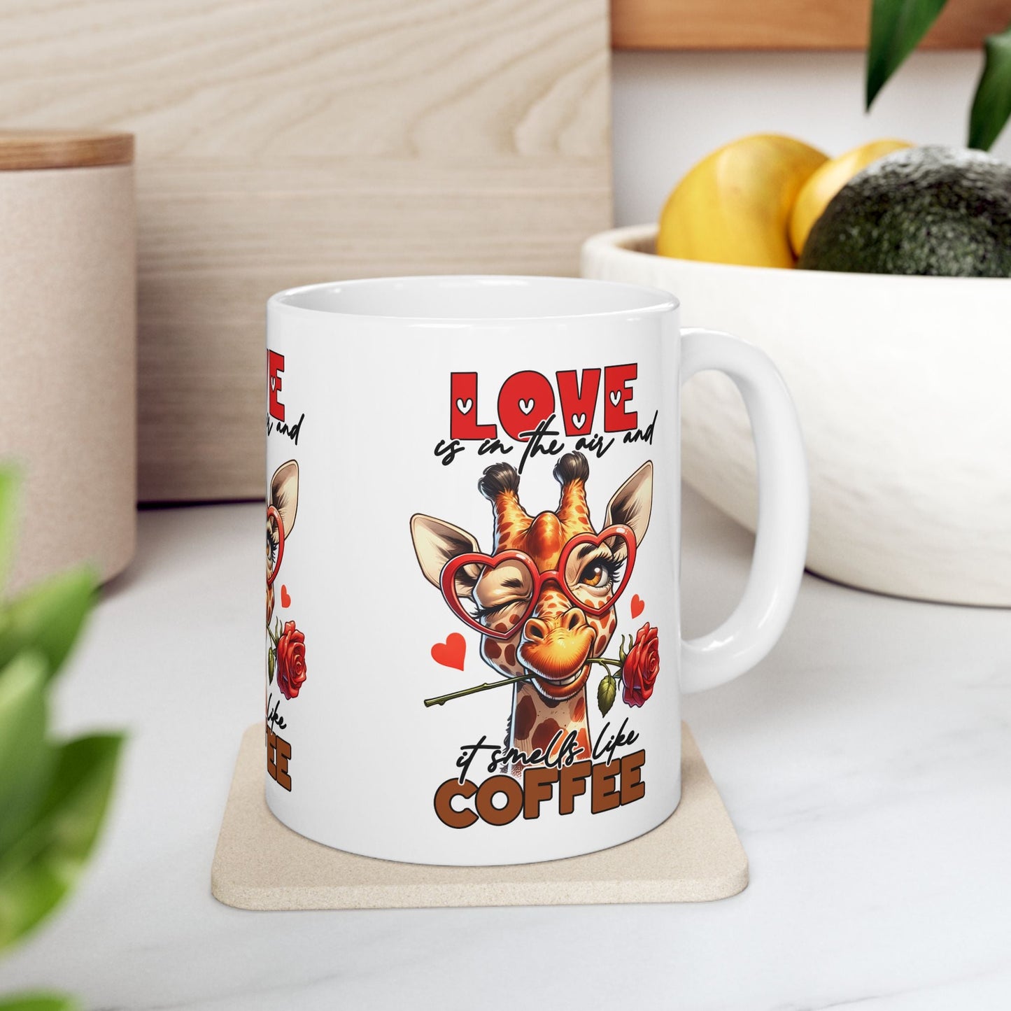 Love & Coffee Ceramic Mug - Cute Giraffe Design, 11oz/15oz | Purrfect Pet Haven