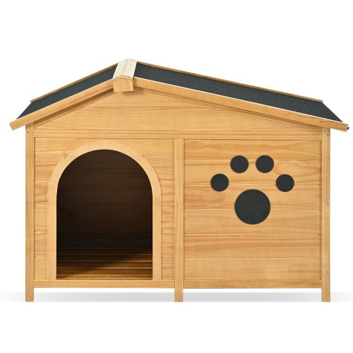 48" Wooden Dog House with Porch - Water-Resistant Asphalt Roof Kennel