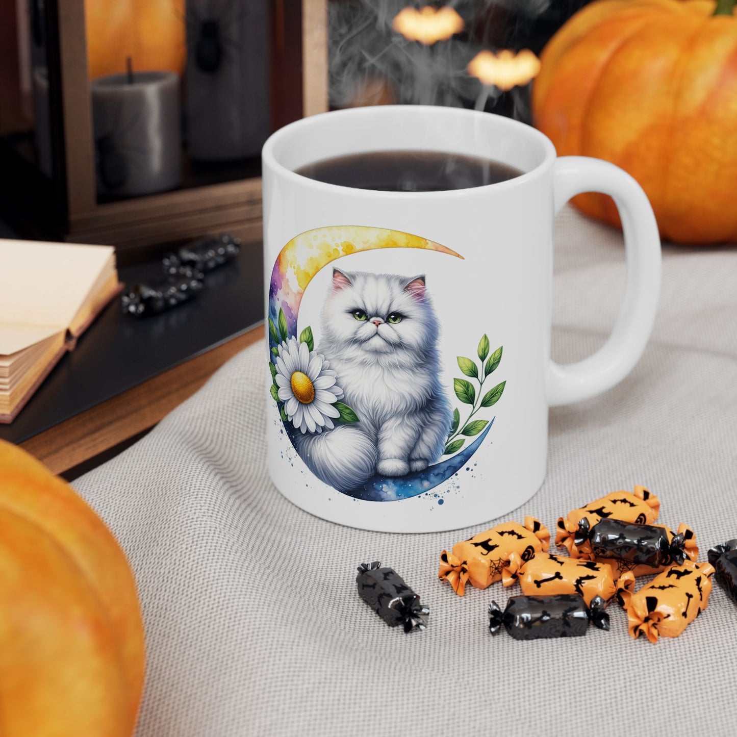 Whimsical Floral Cat Ceramic Mug - 11oz & 15oz