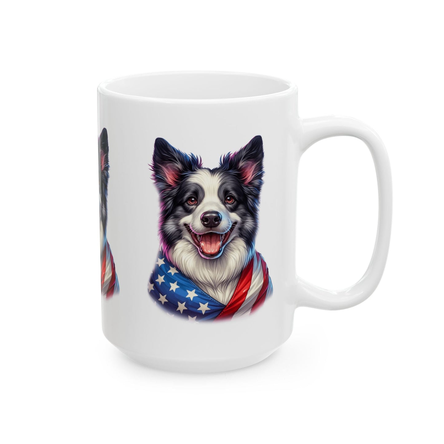 Border Collie Patriotic Dog Ceramic Mug - 11oz & 15oz | Purrfect Pet Haven