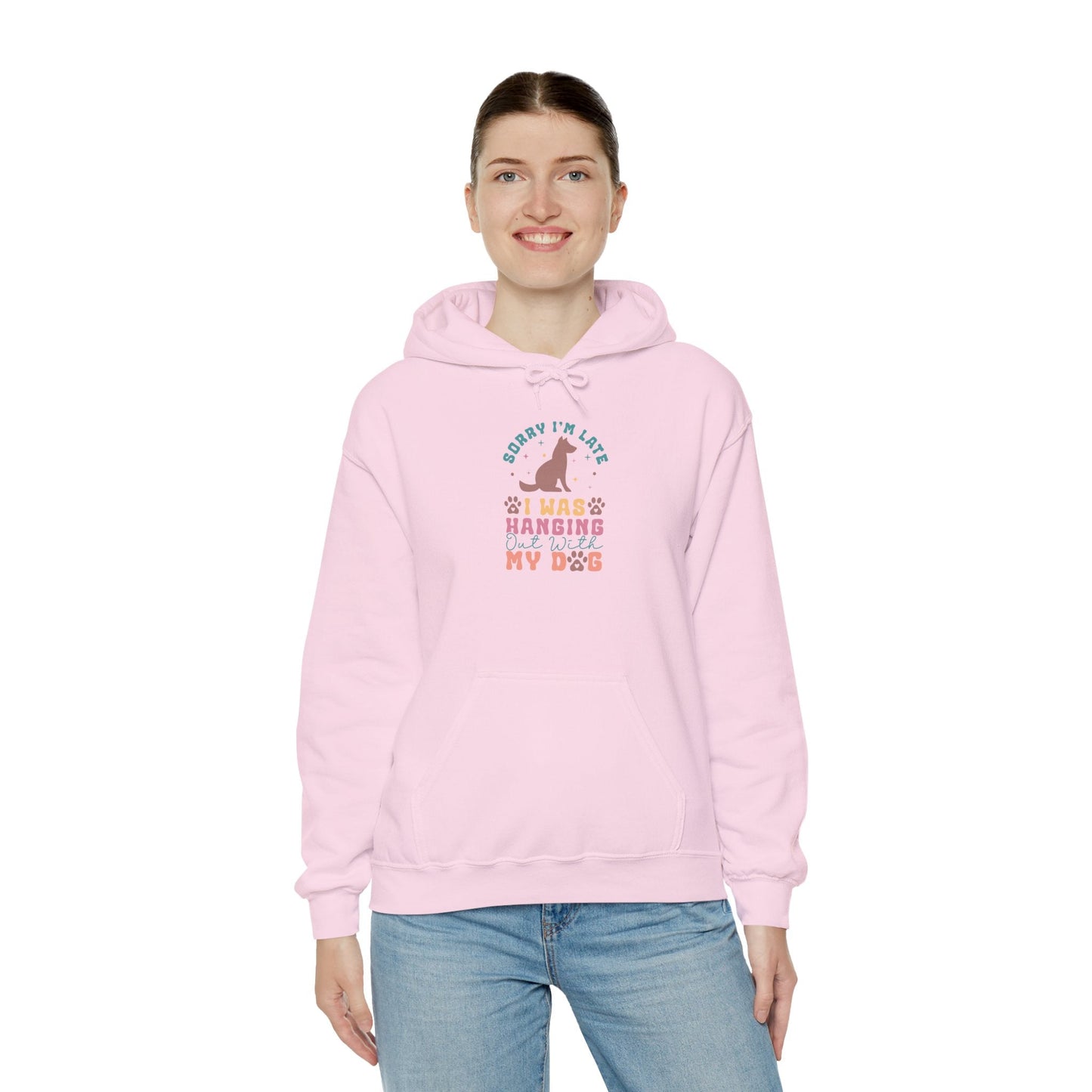Funny Dog Lover Sweatshirt - "Sorry I'm Late, I Was Hanging Out With My Dog" - Unisex Heavy Blend™ Hoodie | Purrfect Pet Haven
