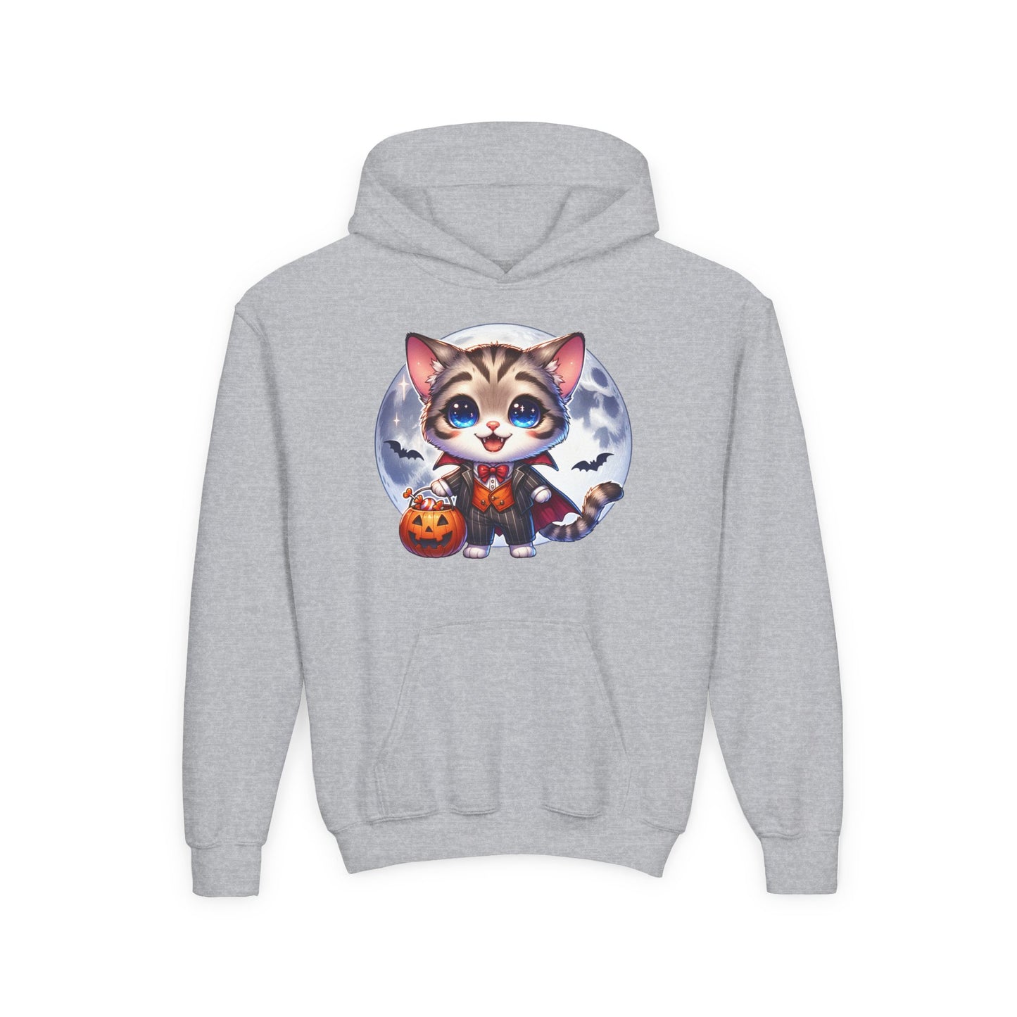 Adorable Cat Halloween Hoodie - Youth Spooky Season Sweatshirt