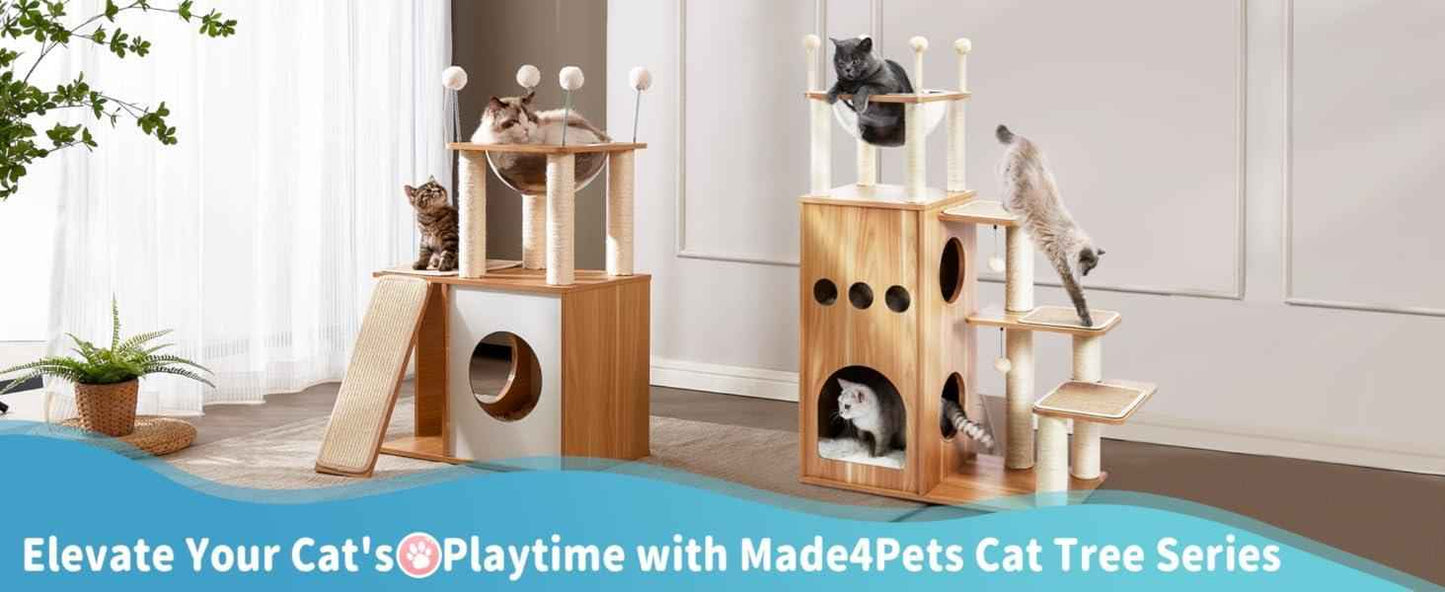 Wooden Cat Tree Tower - Multi-Level with Capsule - Purrfect Pet Haven