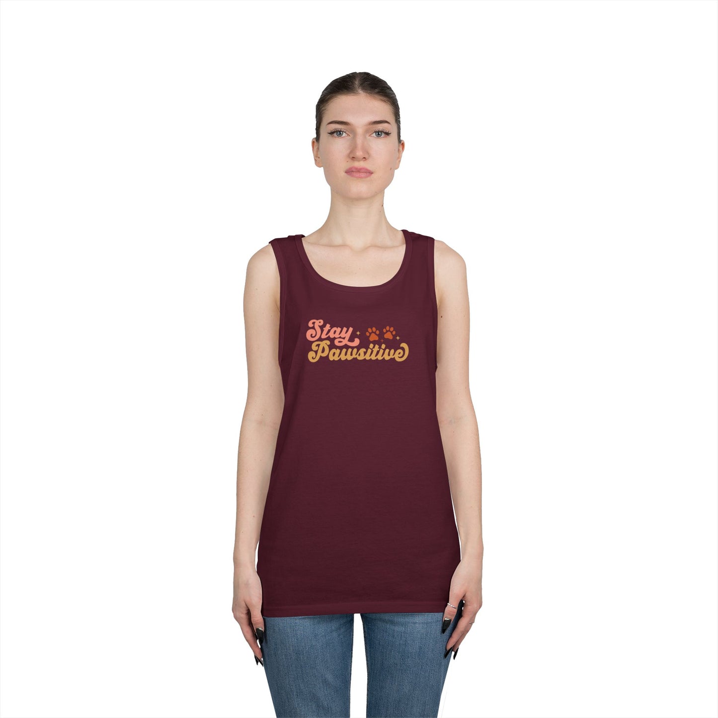 Cute Pet Lover Tank Top, Stay Pawsitive Tank, Funny Dog Lover Shirt