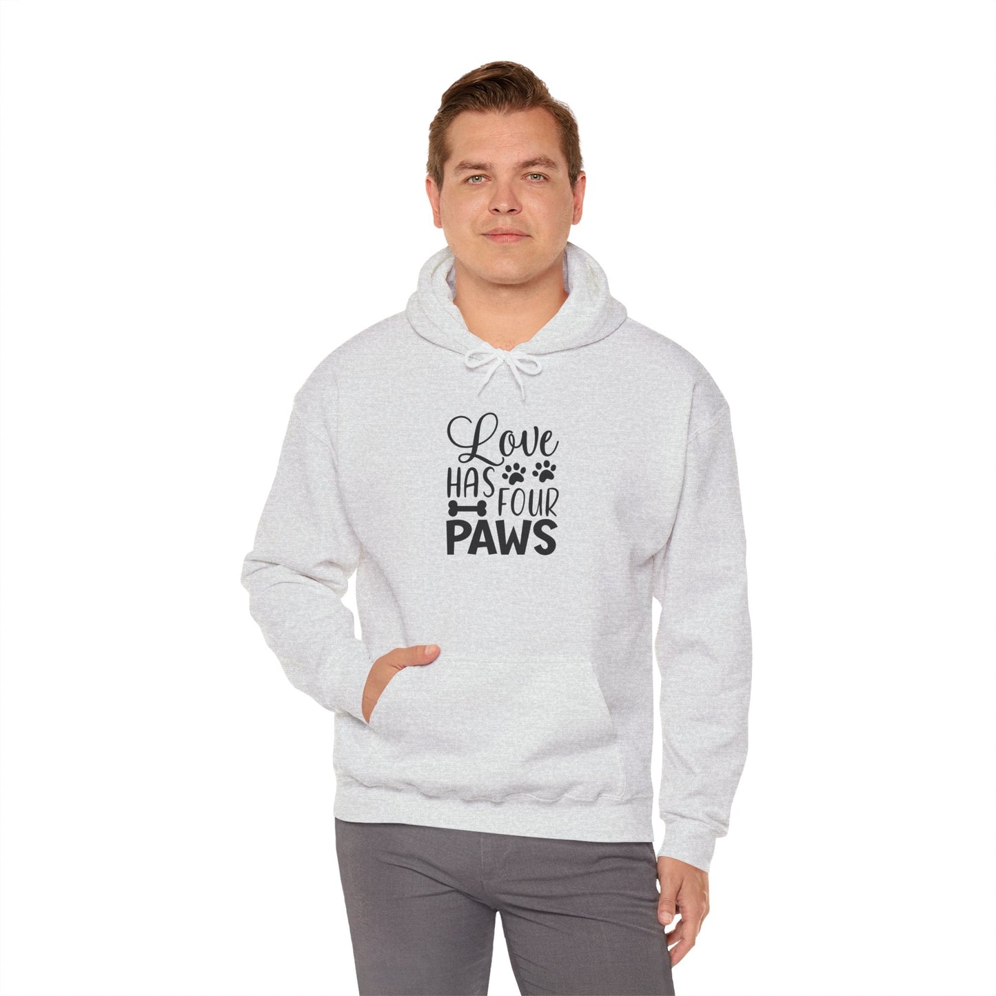 Love Has Four Paws Hoodie – Cozy Unisex Sweatshirt for Pet Lovers | Purrfect Pet Haven