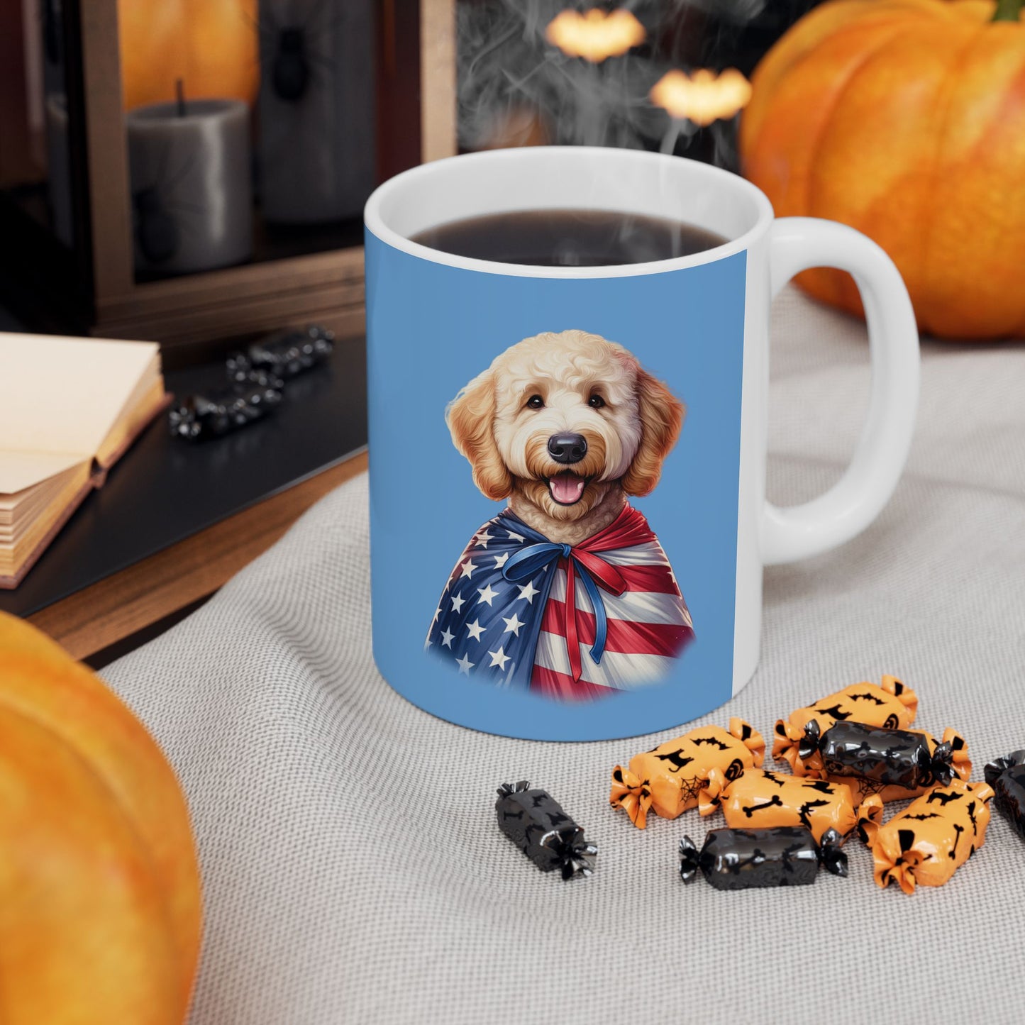 Patriotic Goldendoodle Dog Ceramic Mug - 11oz & 15oz