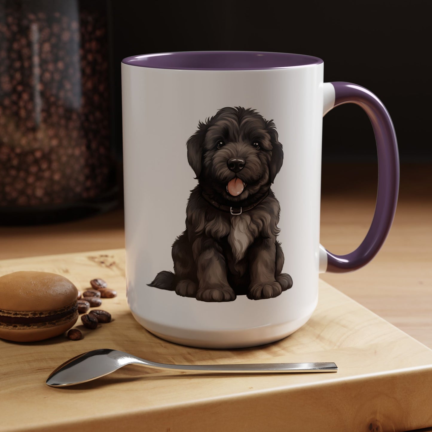 Cute Bouvier Des Flanders Dog Design Accent Coffee Mug - 11oz & 15oz