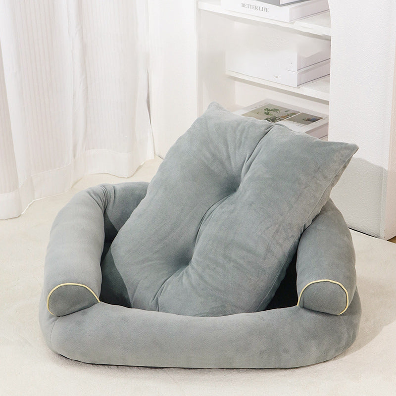Soft Fabric Pet Sofa Bed For Dogs and Cats with Side Bolsters - Small to 3XL