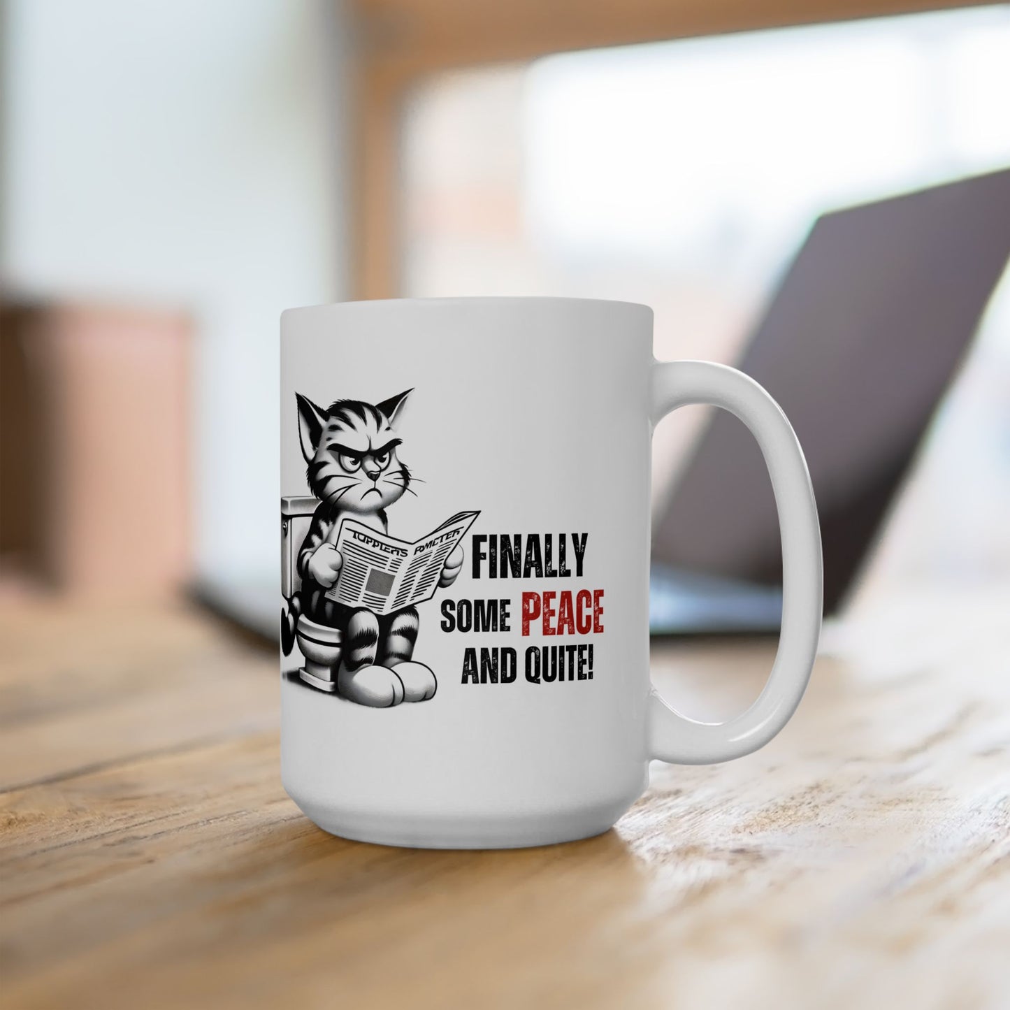 Funny Cat Ceramic Mug – "Finally Some Peace and Quiet!" – Perfect Gift for Cat Lovers | Purrfect Pet Haven