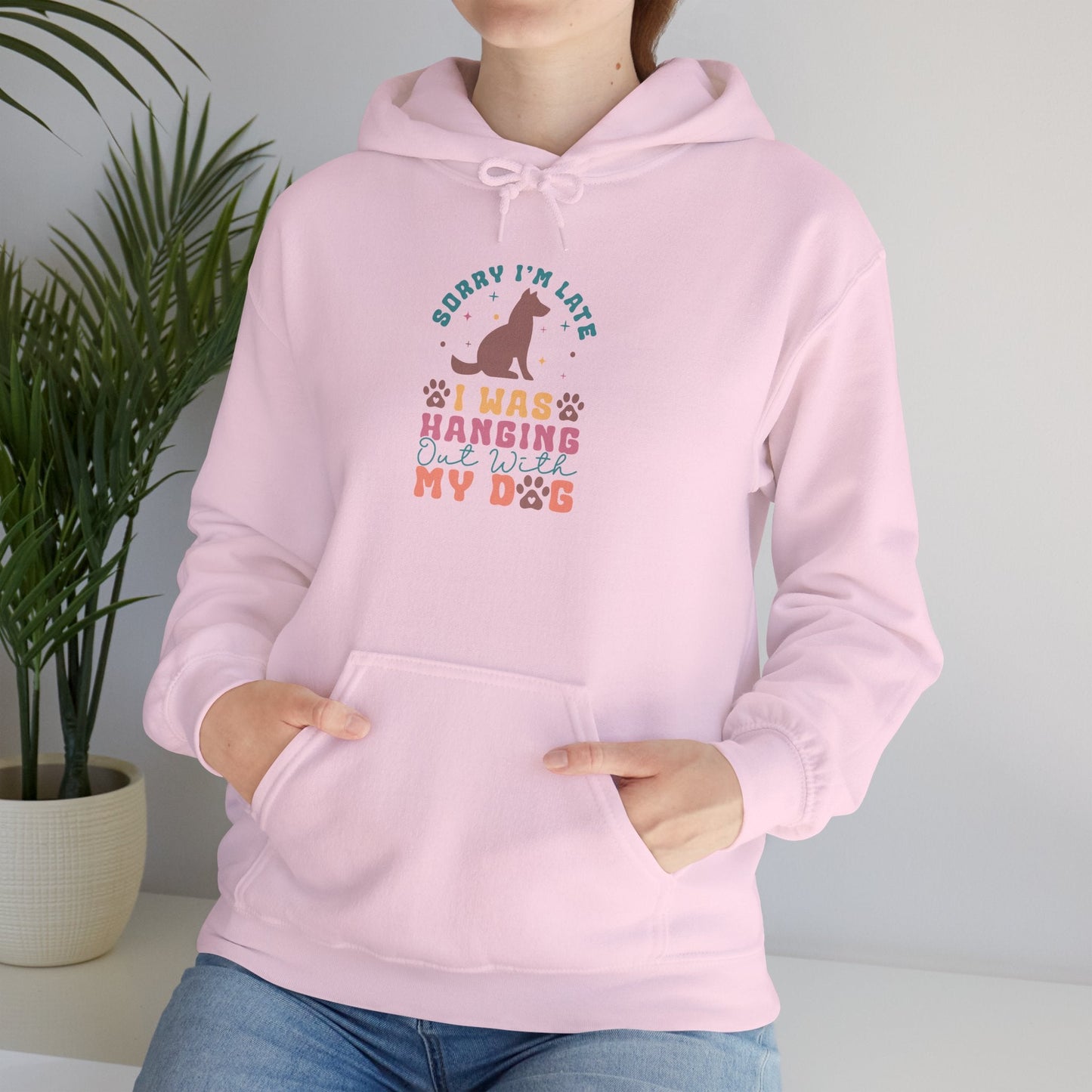 Funny Dog Lover Sweatshirt - "Sorry I'm Late, I Was Hanging Out With My Dog" - Unisex Heavy Blend™ Hoodie | Purrfect Pet Haven