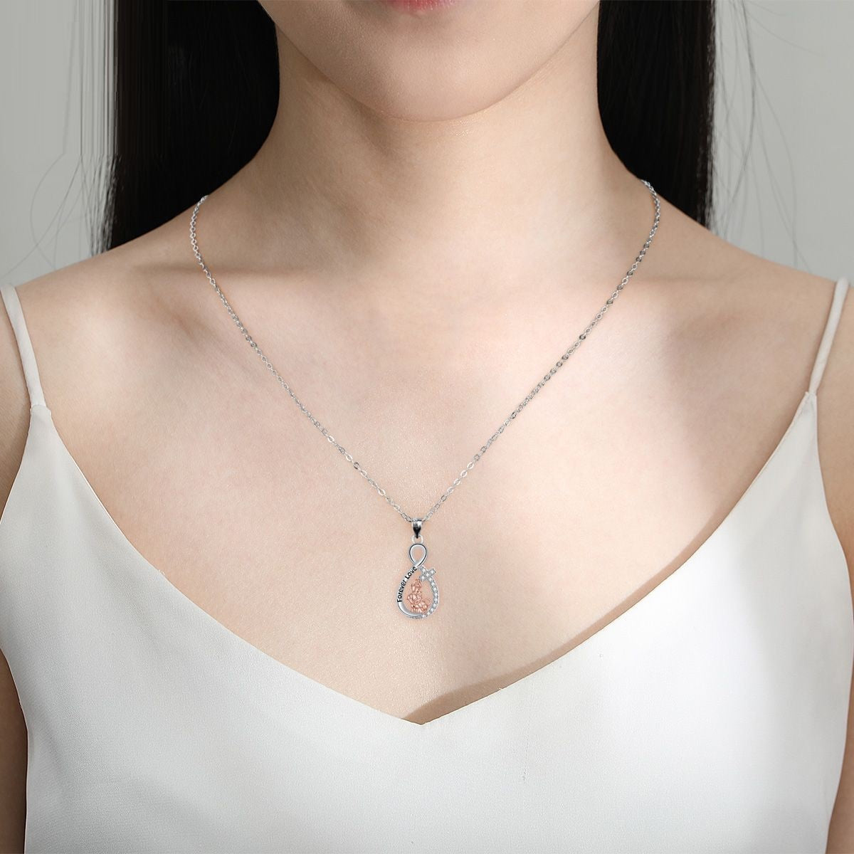 Love Heart Pendant Girl With Dog Necklace