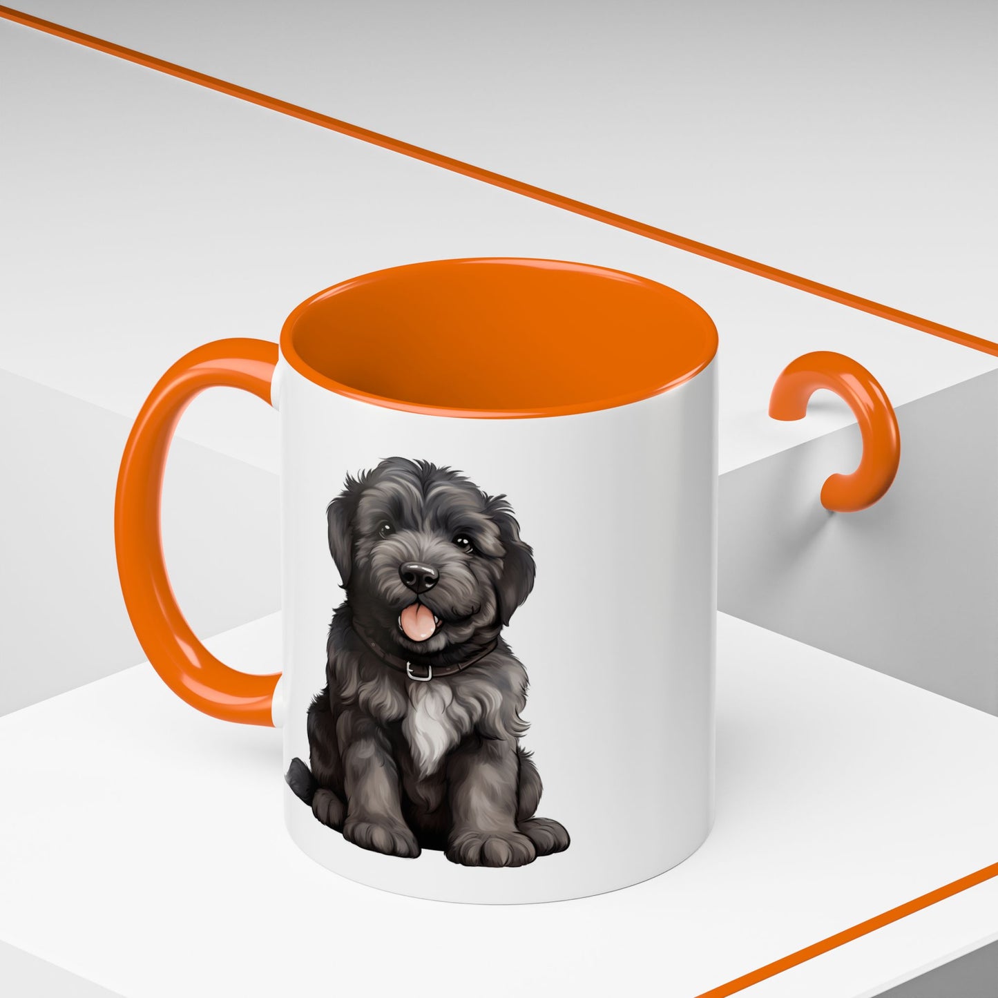 Cute Bouvier Des Flanders Dog Design Accent Coffee Mug - 11oz & 15oz
