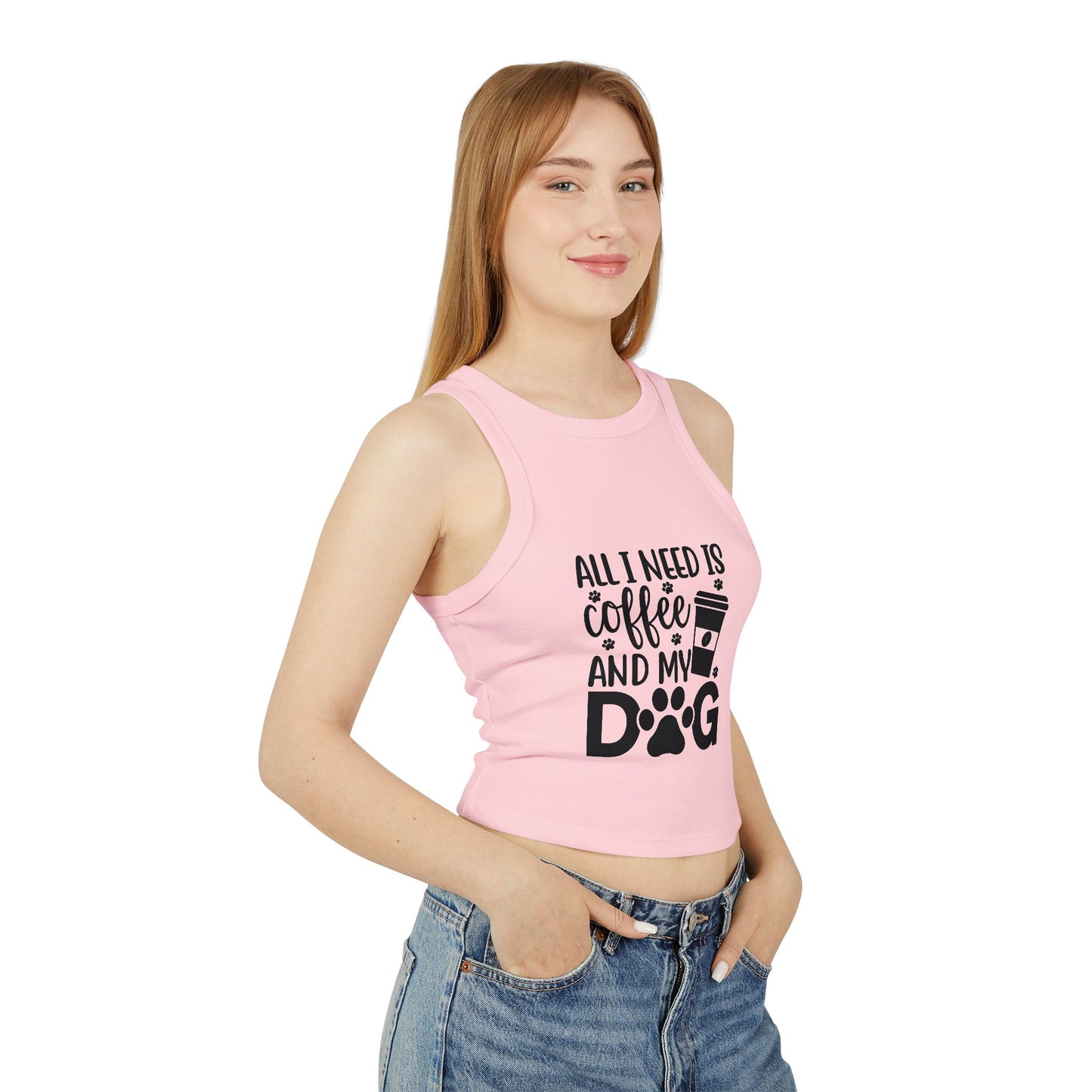 Dog Lover Coffee Micro Rib Racer Tank Top