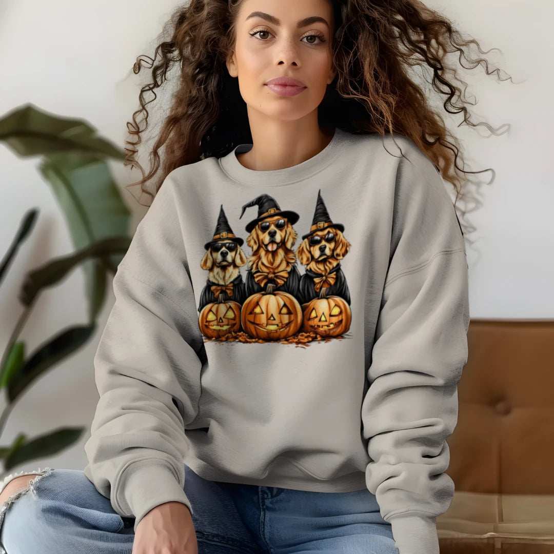 Golden Retriever Halloween Sweatshirt - Witch Dogs - Purrfect Pet Haven
