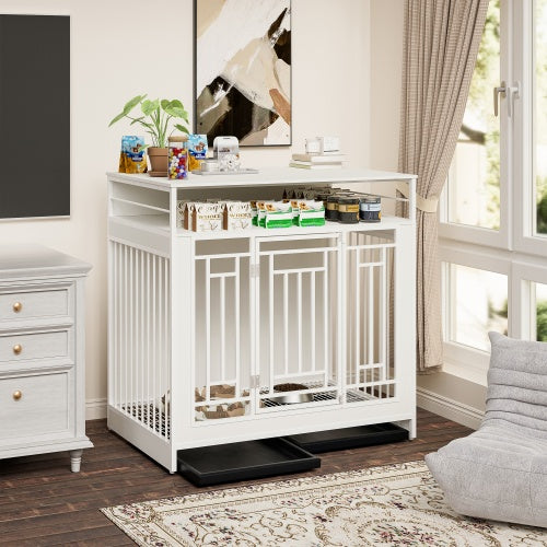Large 43.3 Inch Wooden Dog Kennel Furniture with Divider