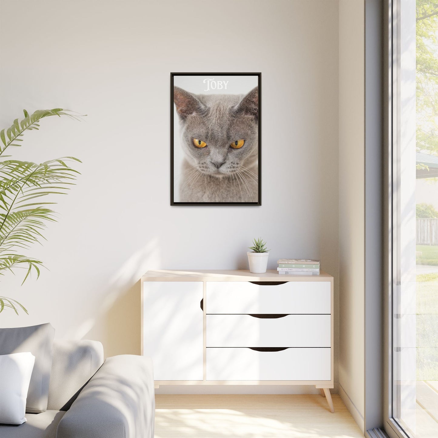 Personalized Photo Wall Art - Framed Matte Canvas Print for Pet Lovers - Customizable Name Print | Purrfect Pet Haven