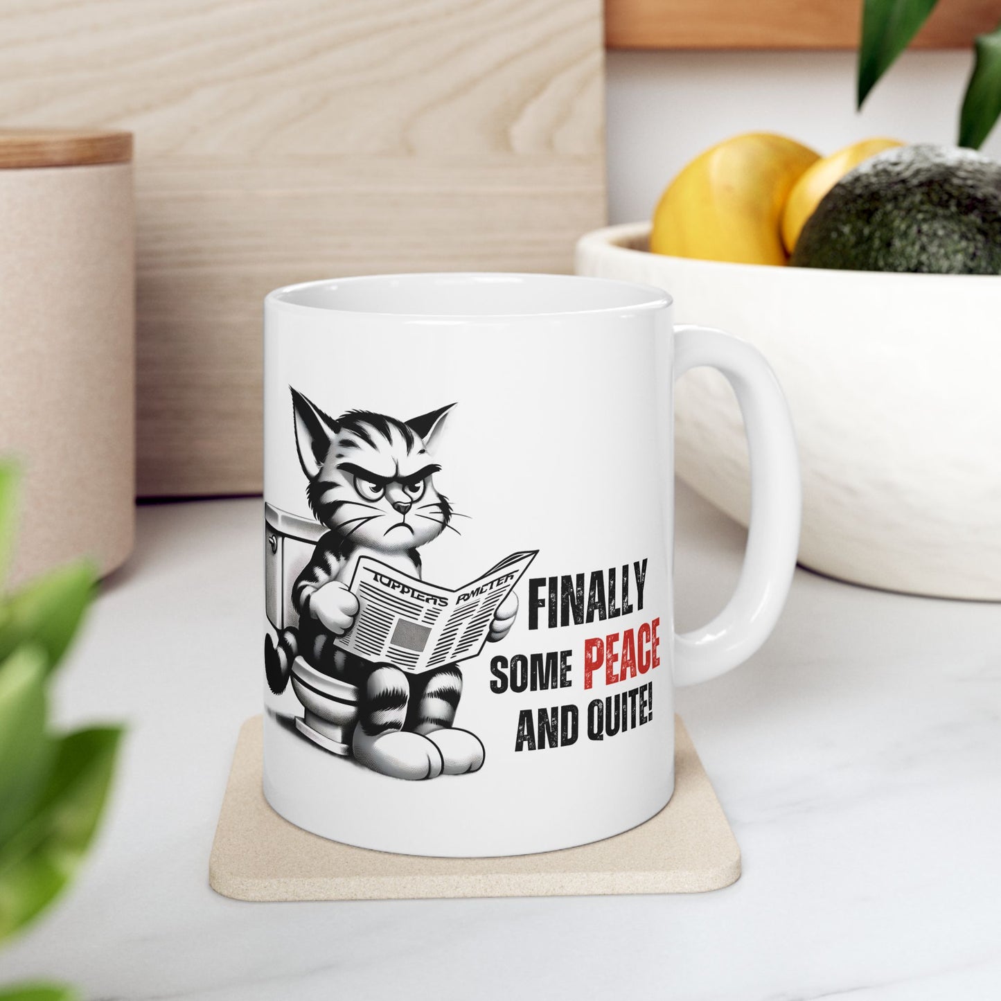 Funny Cat Ceramic Mug – "Finally Some Peace and Quiet!" – Perfect Gift for Cat Lovers | Purrfect Pet Haven
