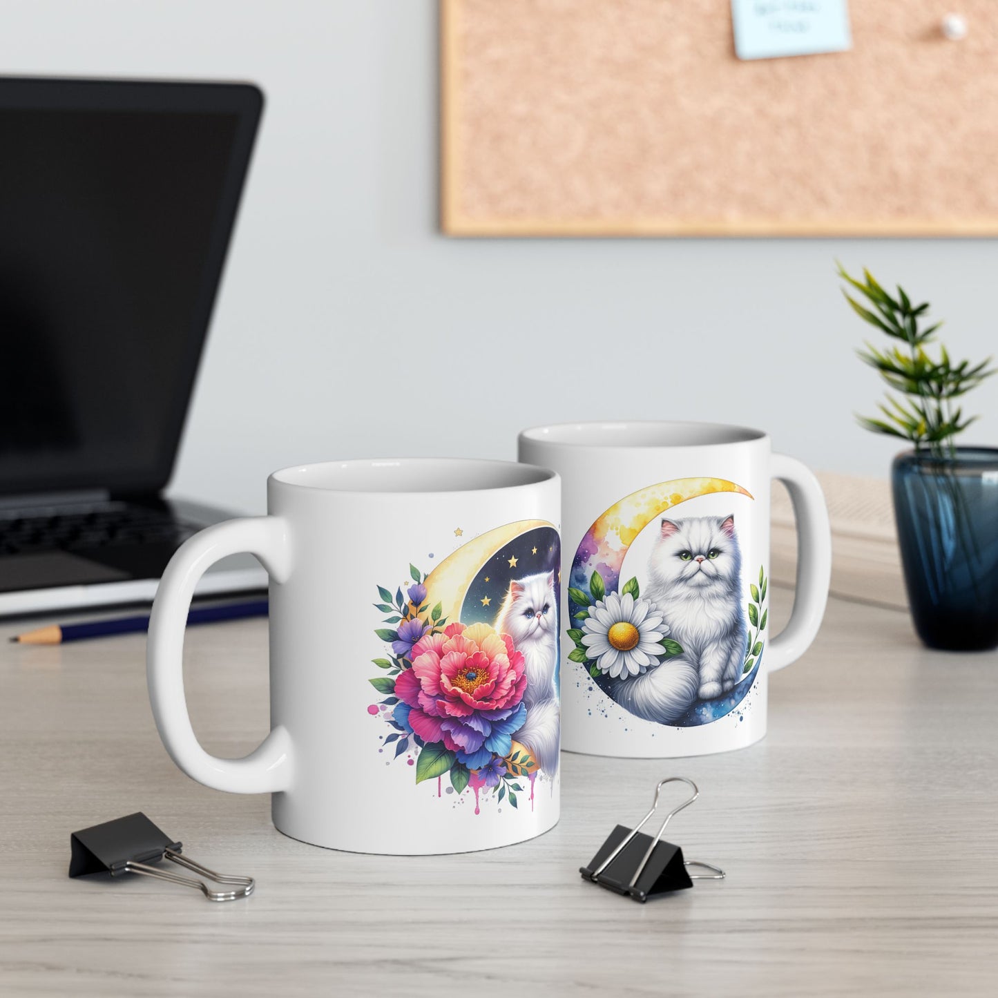 Whimsical Floral Cat Ceramic Mug - 11oz & 15oz