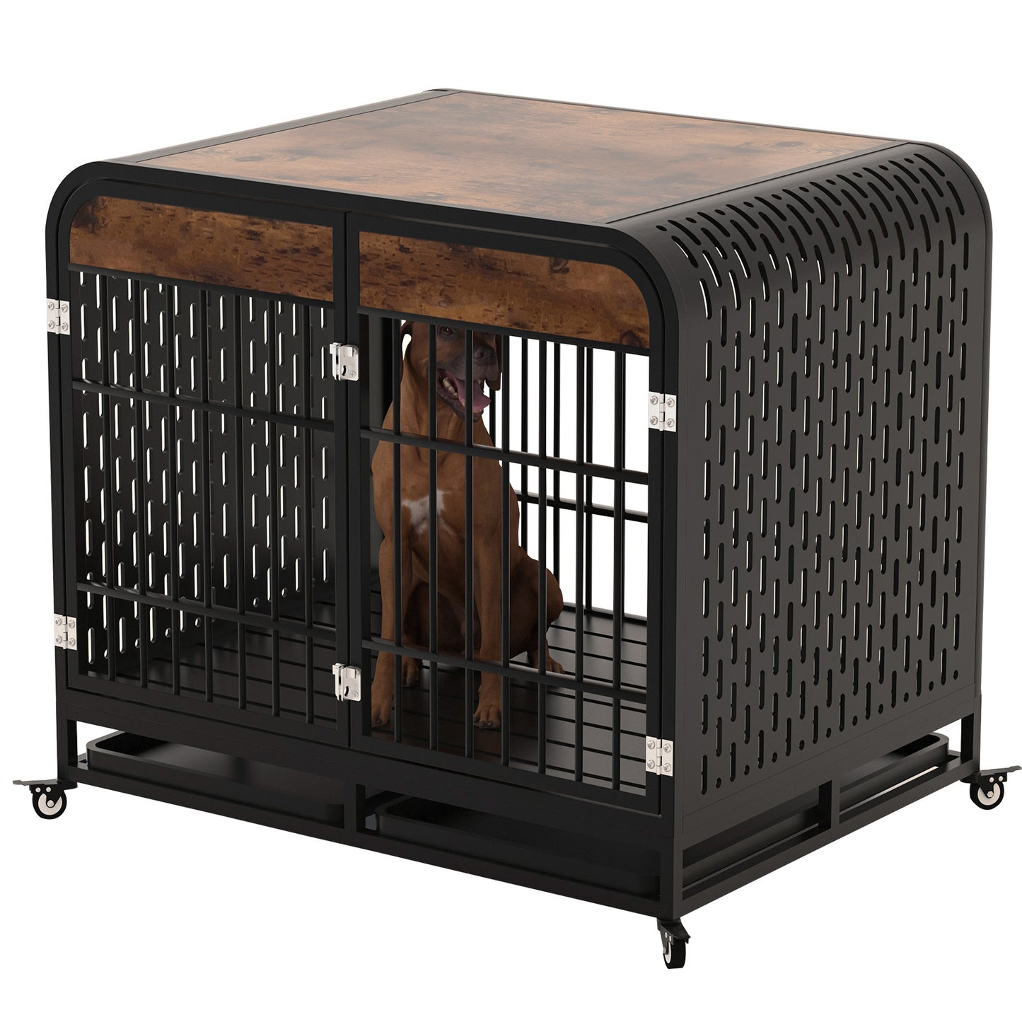 Heavy Duty 42 inch Wooden Table Top Wheeled Furniture Dog Crate