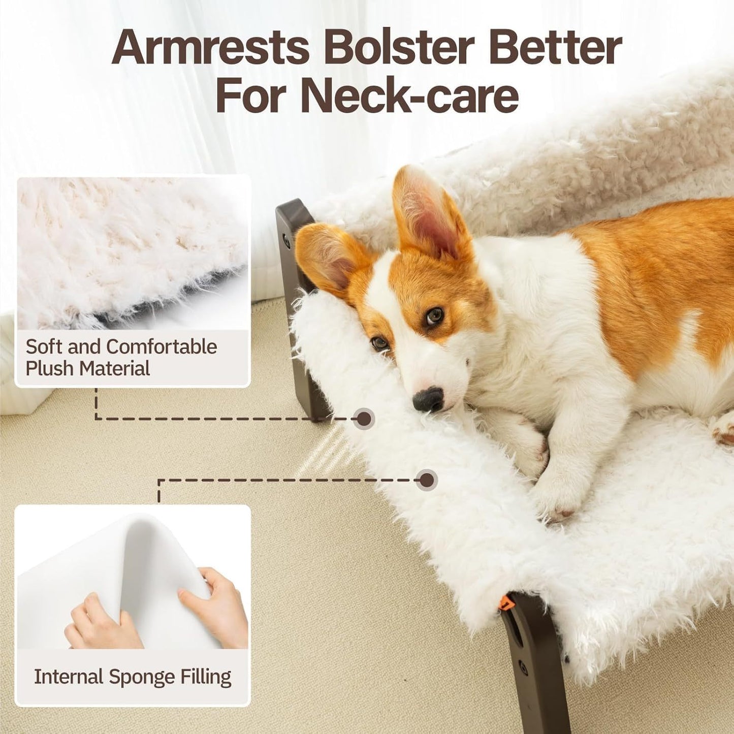 Raised Cat Bed - Elevated Plush 44lb Support