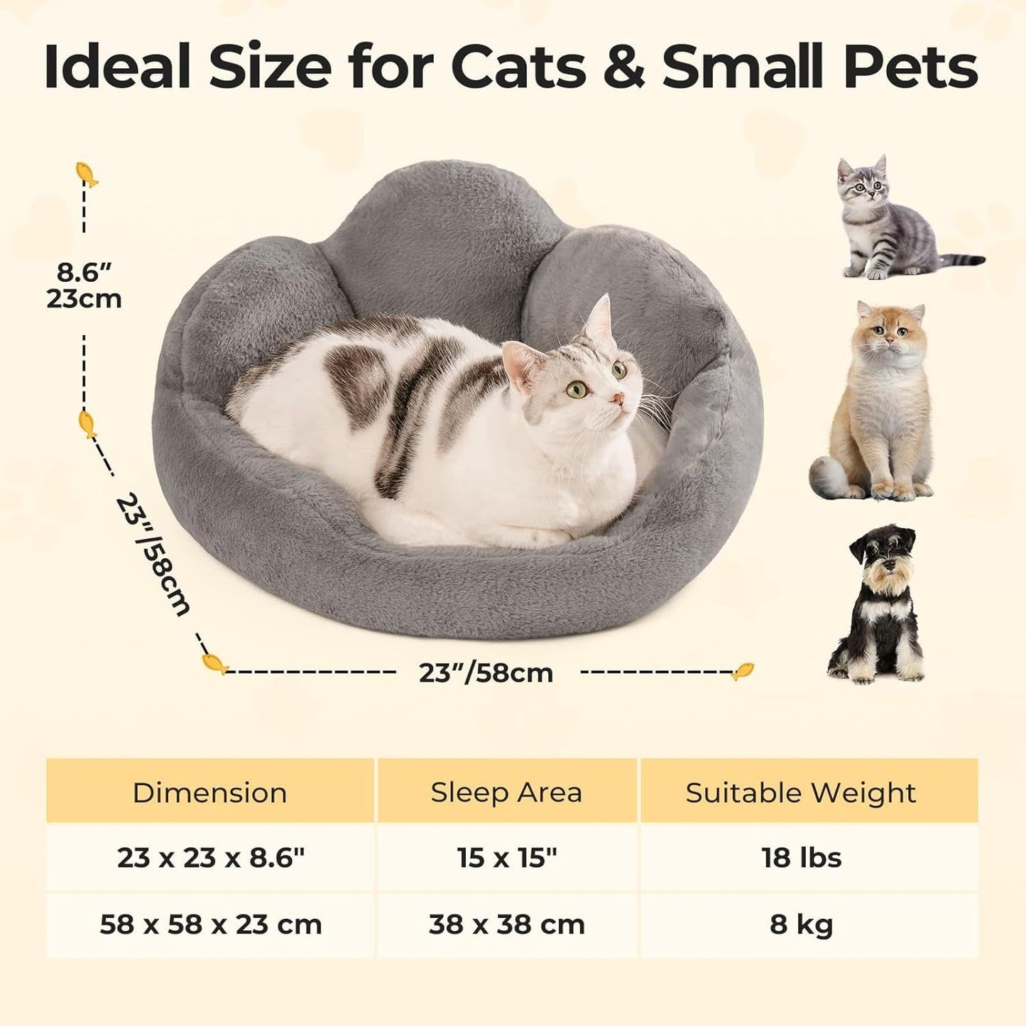 Flower-Shaped Pet Bed - Fluffy Washable Couch for Cats & Small Dogs