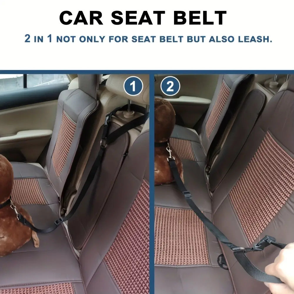 Adjustable Harness Solid Two-in-one Car BackSeat Pet Safety Belt Lead Leash