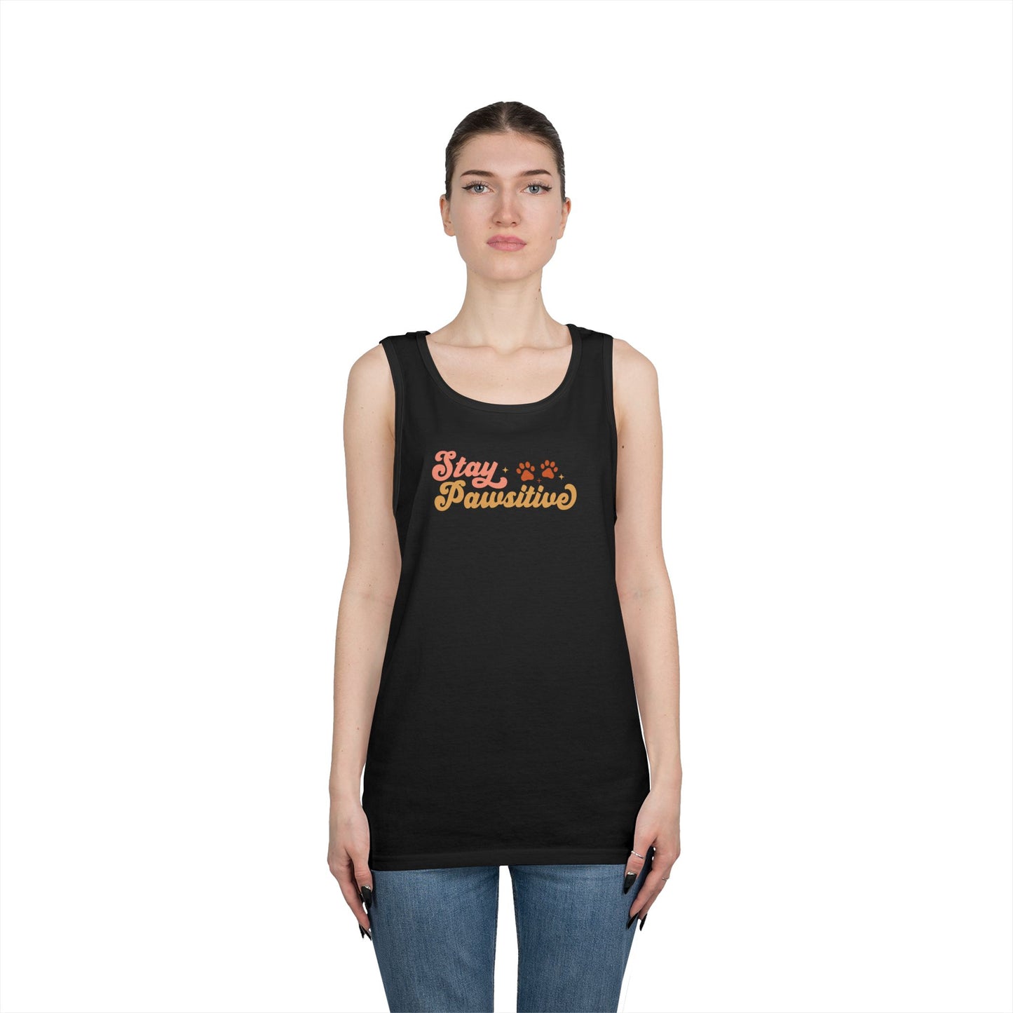 Cute Pet Lover Tank Top, Stay Pawsitive Tank, Funny Dog Lover Shirt