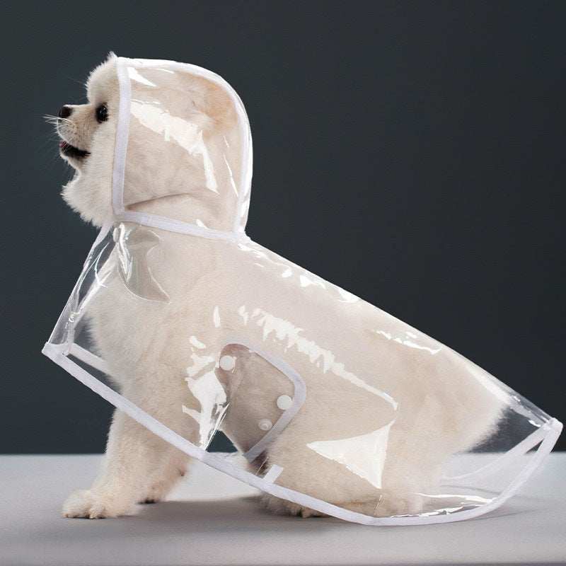 Transparent Pet Raincoat - Waterproof Dog Rain Jacket with White Trim - Purrfect Pet Haven