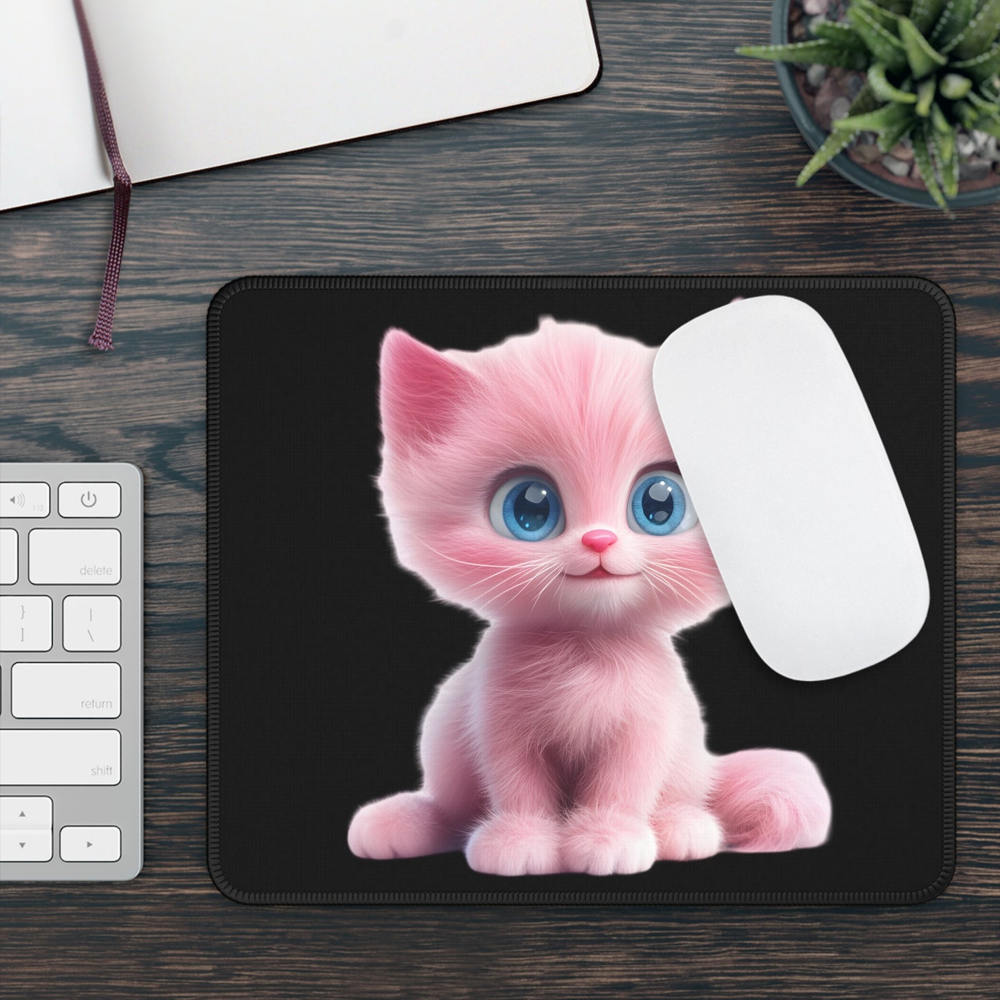 Cute Pink Cat Gaming Mouse Pad - Adorable Desk Accessory for Animal Lovers | Purrfect Pet Haven