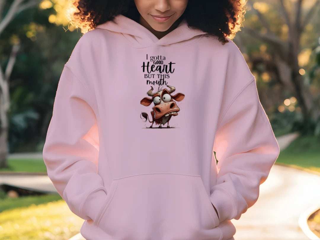 Funny Cow Hoodie - Good Heart But This Mouth Sweatshirt - Purrfect Pet Haven