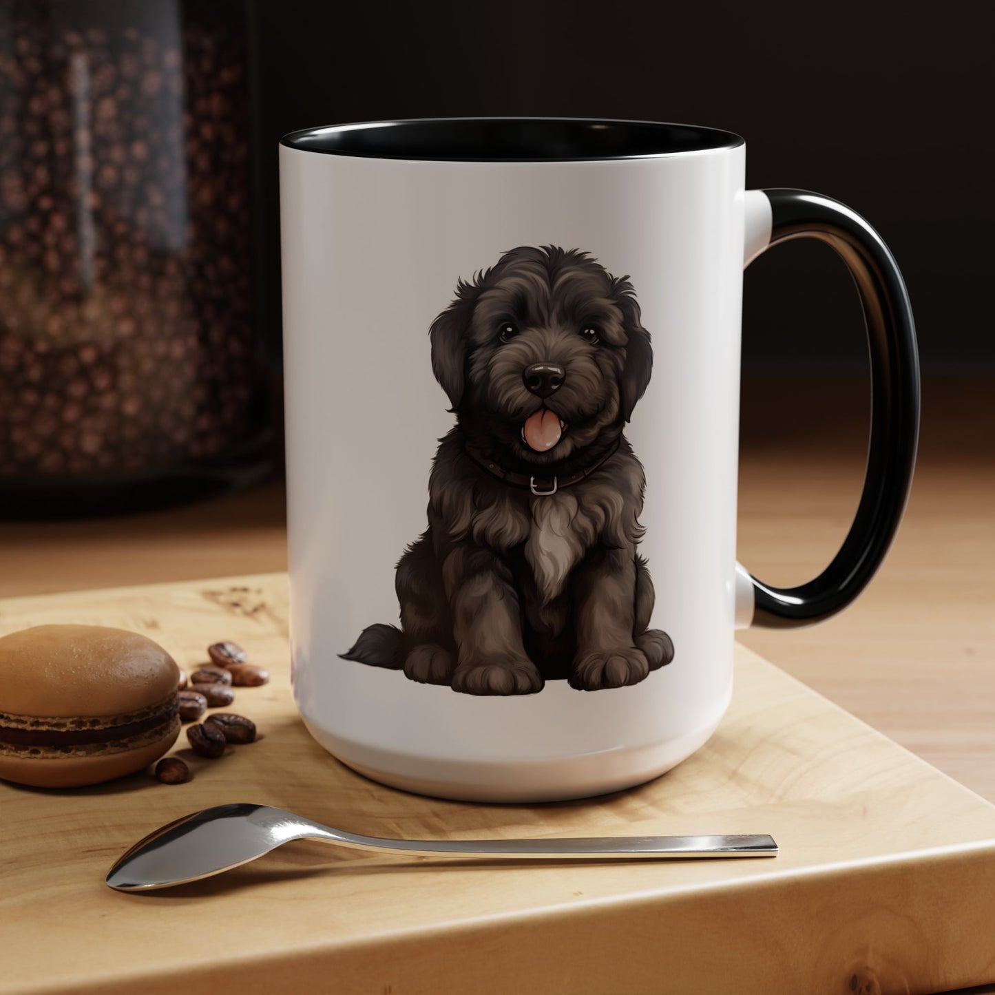 Cute Bouvier Des Flanders Dog Design Accent Coffee Mug - 11oz & 15oz