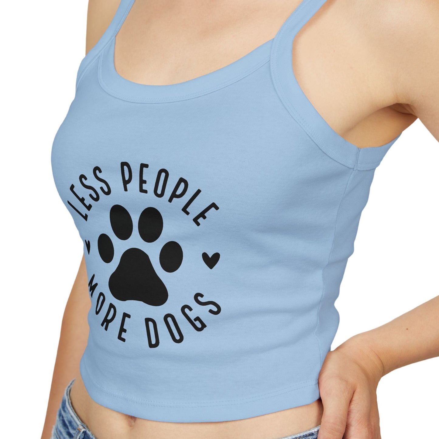 "Less People, More Dogs" Women's Spaghetti Strap Tank Top - Perfect for Dog Lovers | Purrfect Pet Haven