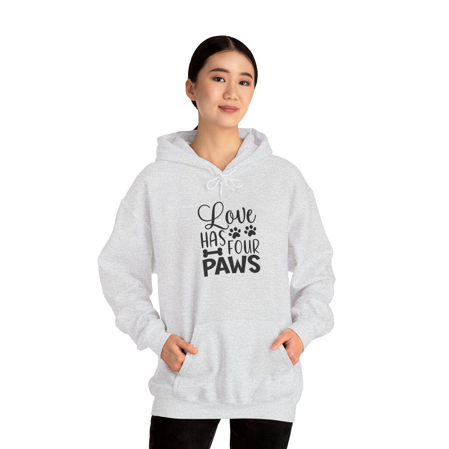 Love Has Four Paws Hoodie – Cozy Unisex Sweatshirt for Pet Lovers | Purrfect Pet Haven