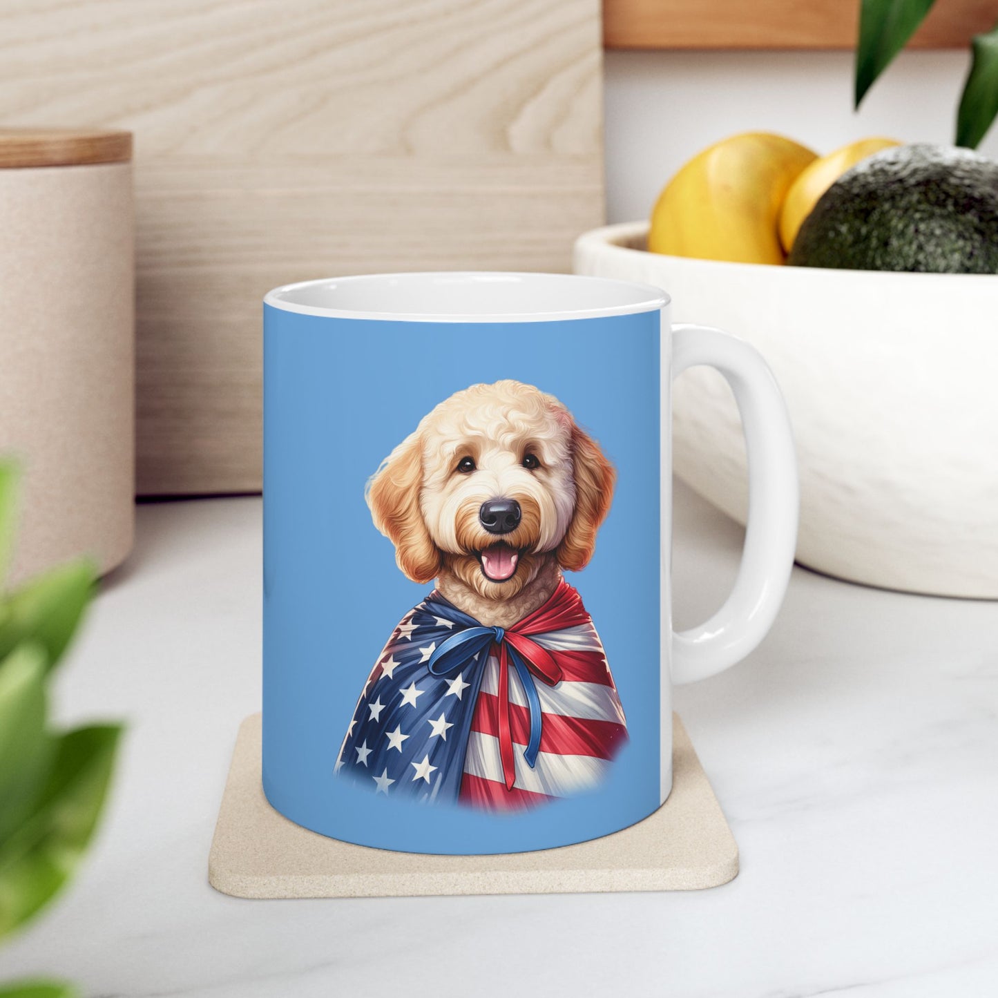 Patriotic Goldendoodle Dog Ceramic Mug - 11oz & 15oz
