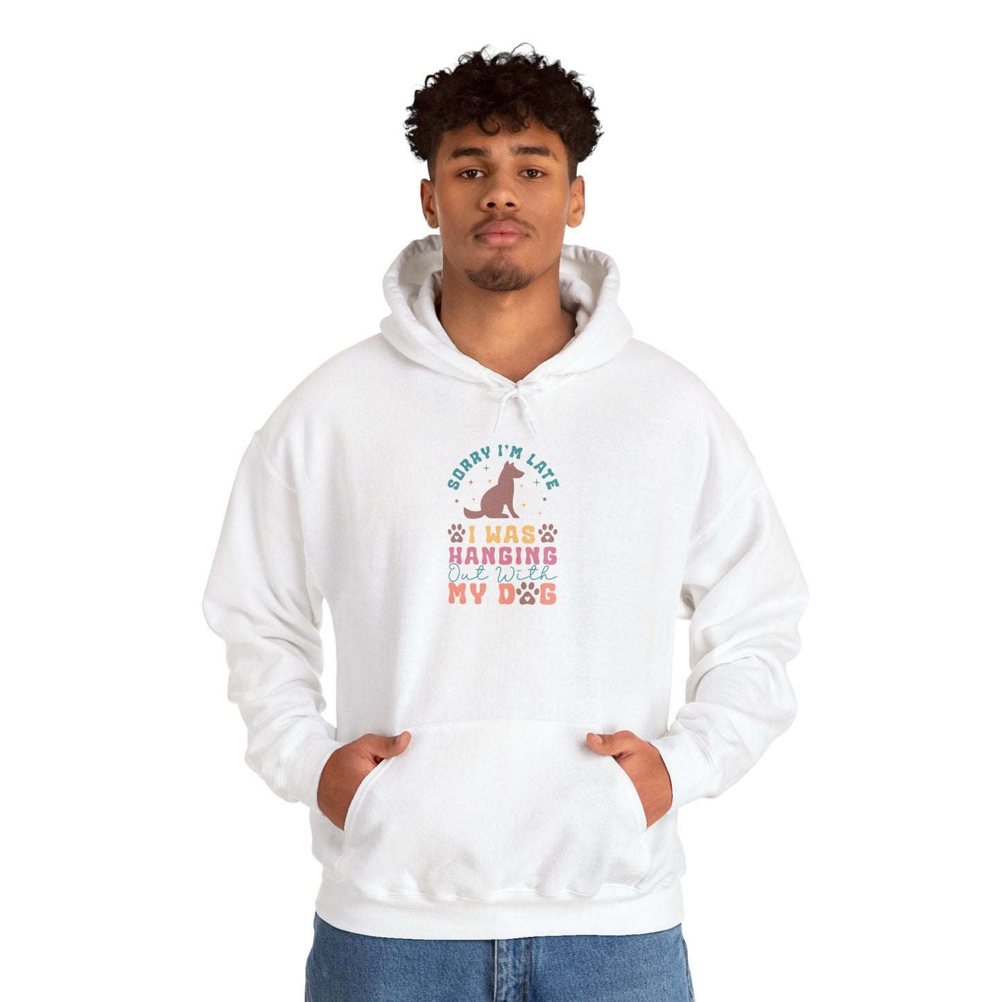 Funny Dog Lover Sweatshirt - "Sorry I'm Late, I Was Hanging Out With My Dog" - Unisex Heavy Blend™ Hoodie | Purrfect Pet Haven