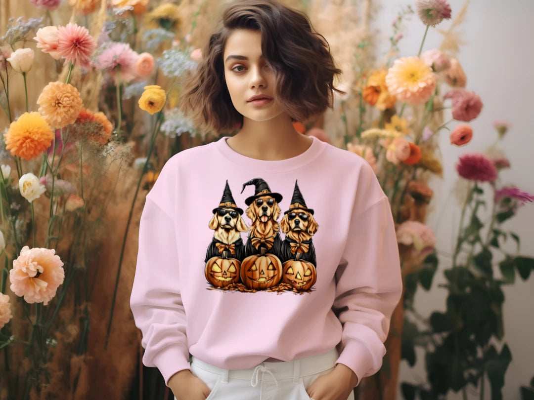 Golden Retriever Halloween Sweatshirt - Witch Dogs - Purrfect Pet Haven