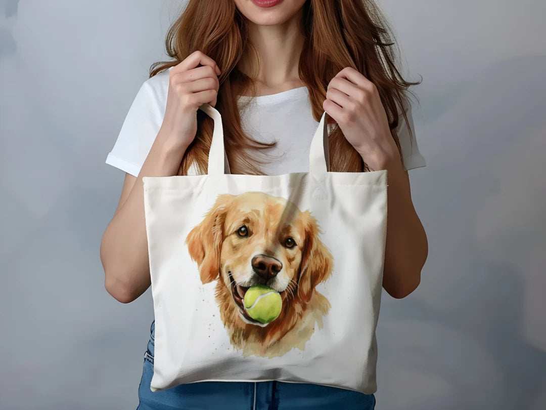 Golden Retriever Tote Bag with Tennis Ball Design - Purrfect Pet Haven
