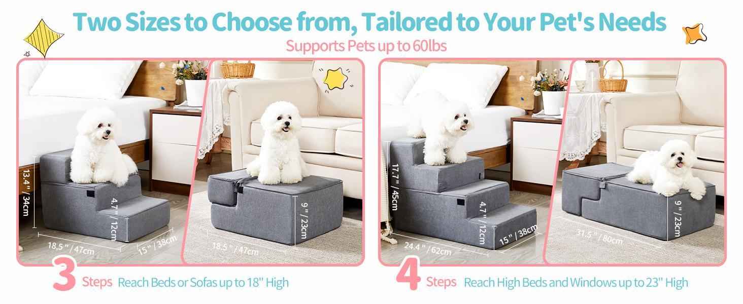 Dog Steps for High Beds - 4-Step Foam Pet Stairs - Purrfect Pet Haven