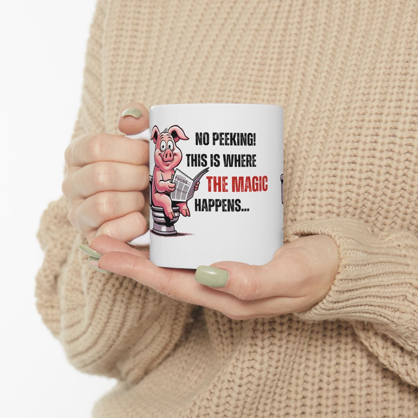 Funny Ceramic Mug - 'No Peeking!' Pig Design - Perfect Gift for Friends or Family | Purrfect Pet Haven