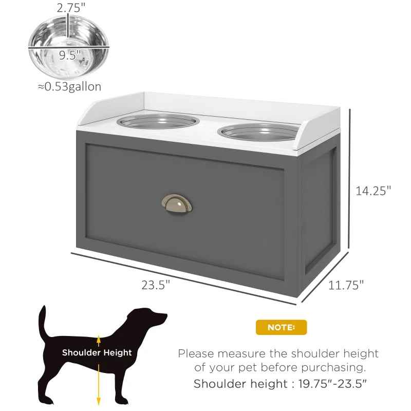 Elevated Dog Bowls - Pet Feeding Station With Storage