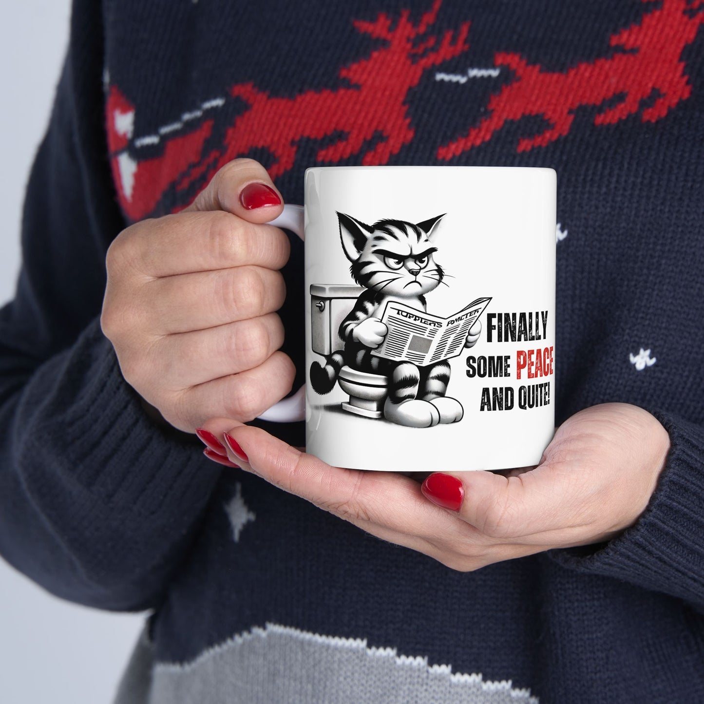 Funny Cat Ceramic Mug – "Finally Some Peace and Quiet!" – Perfect Gift for Cat Lovers | Purrfect Pet Haven