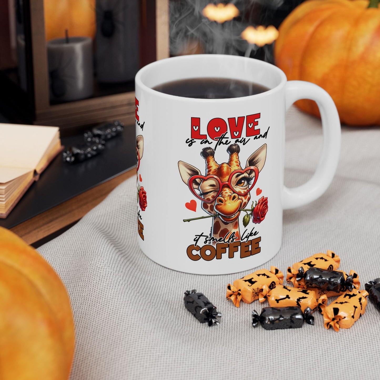 Love & Coffee Ceramic Mug - Cute Giraffe Design, 11oz/15oz | Purrfect Pet Haven
