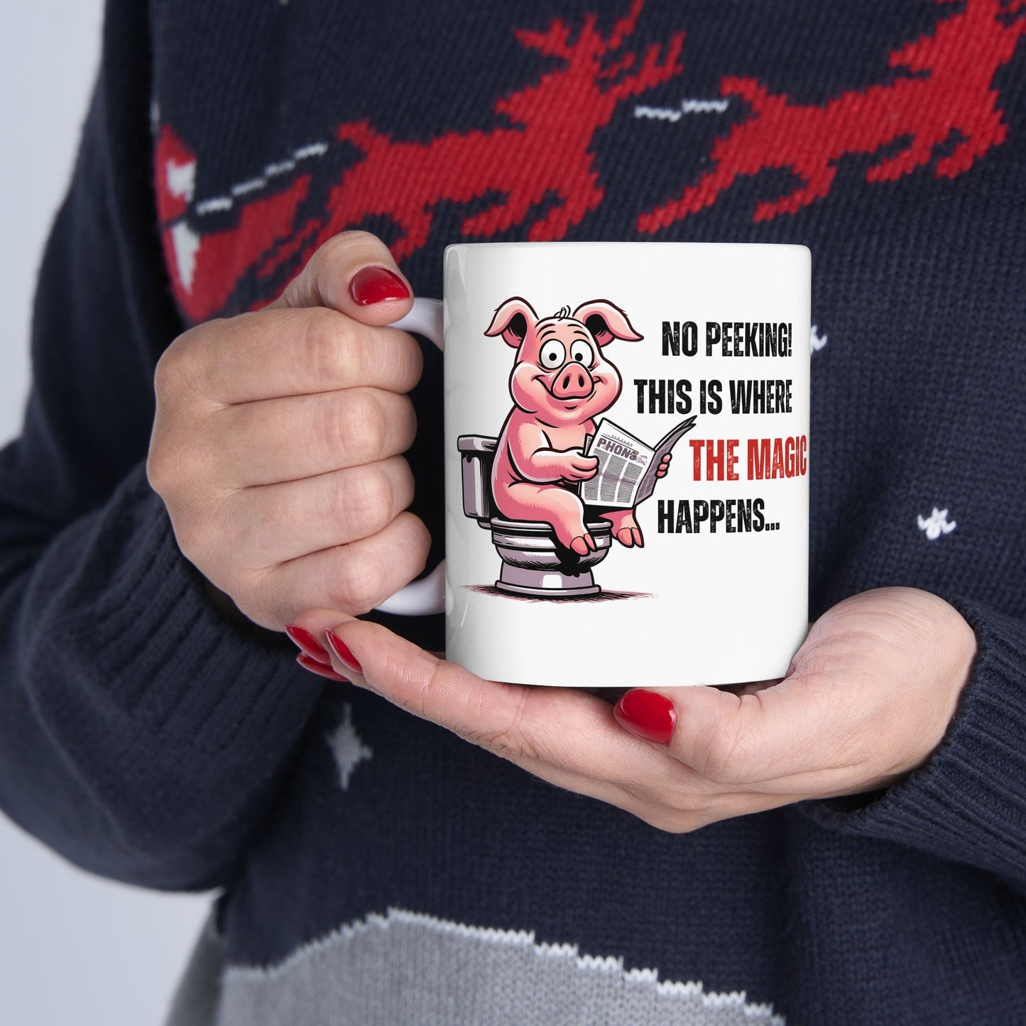 Funny Ceramic Mug - 'No Peeking!' Pig Design - Perfect Gift for Friends or Family | Purrfect Pet Haven