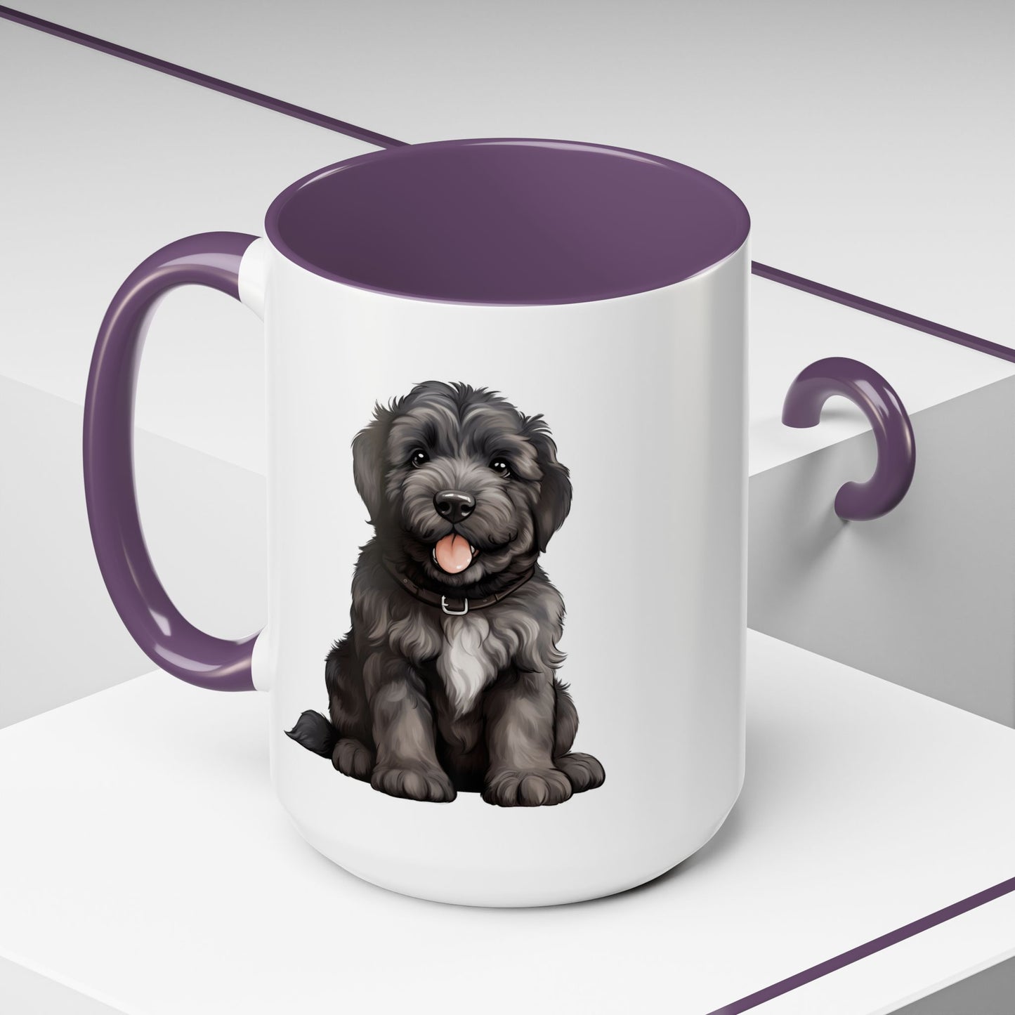 Cute Bouvier Des Flanders Dog Design Accent Coffee Mug - 11oz & 15oz