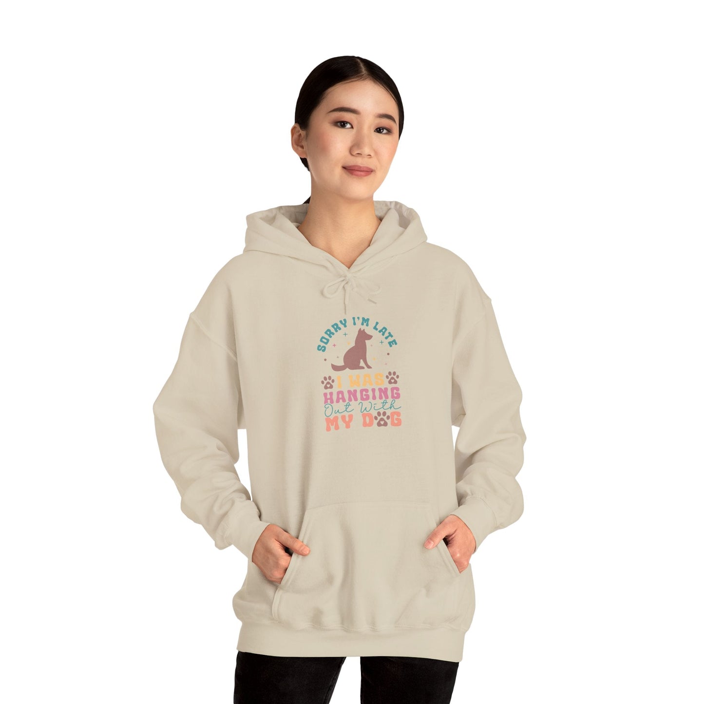 Funny Dog Lover Sweatshirt - "Sorry I'm Late, I Was Hanging Out With My Dog" - Unisex Heavy Blend™ Hoodie | Purrfect Pet Haven