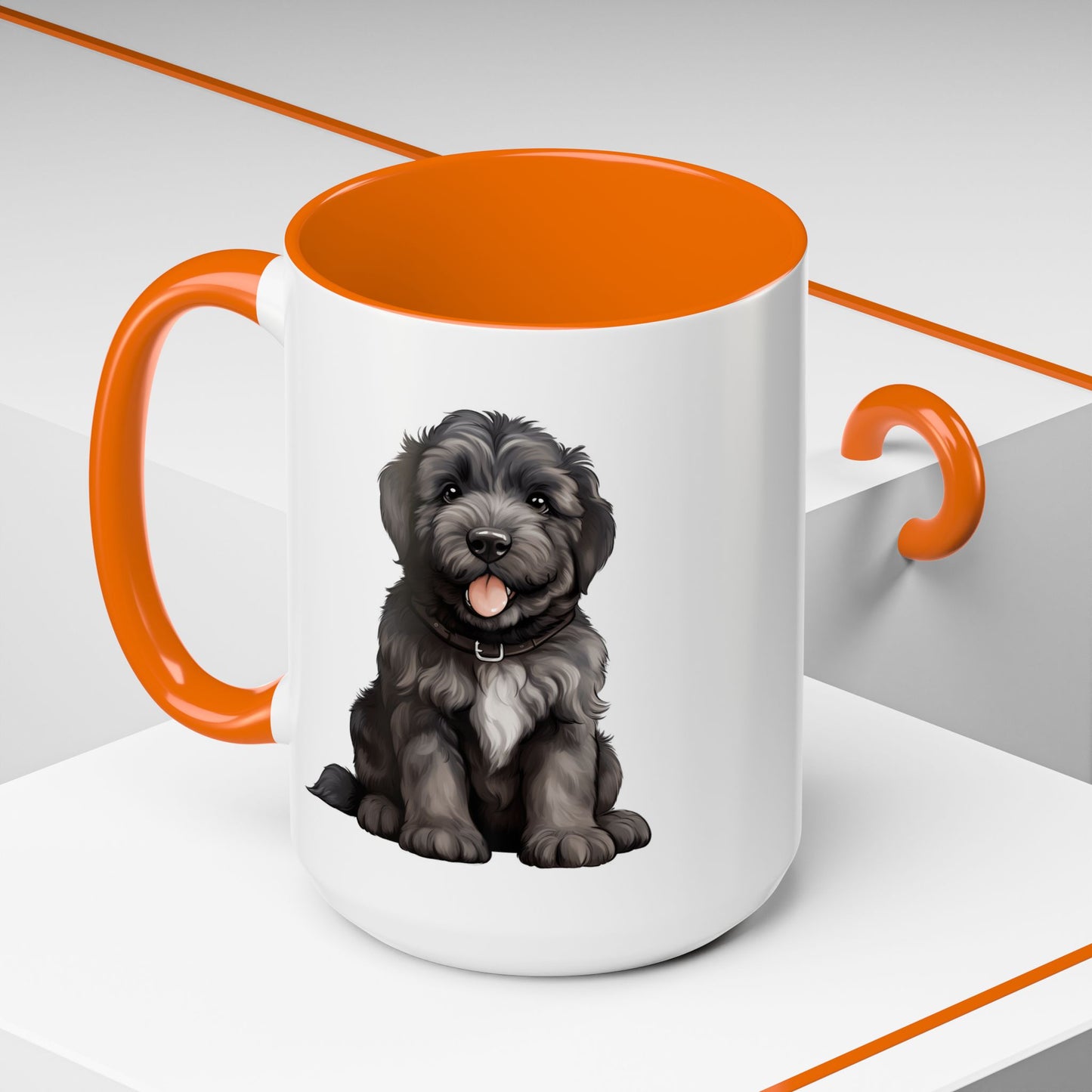 Cute Bouvier Des Flanders Dog Design Accent Coffee Mug - 11oz & 15oz