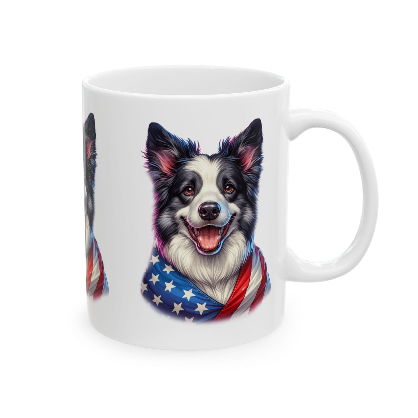 Border Collie Patriotic Dog Ceramic Mug - 11oz & 15oz | Purrfect Pet Haven