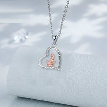 Love Heart Pendant Girl With Dog Necklace