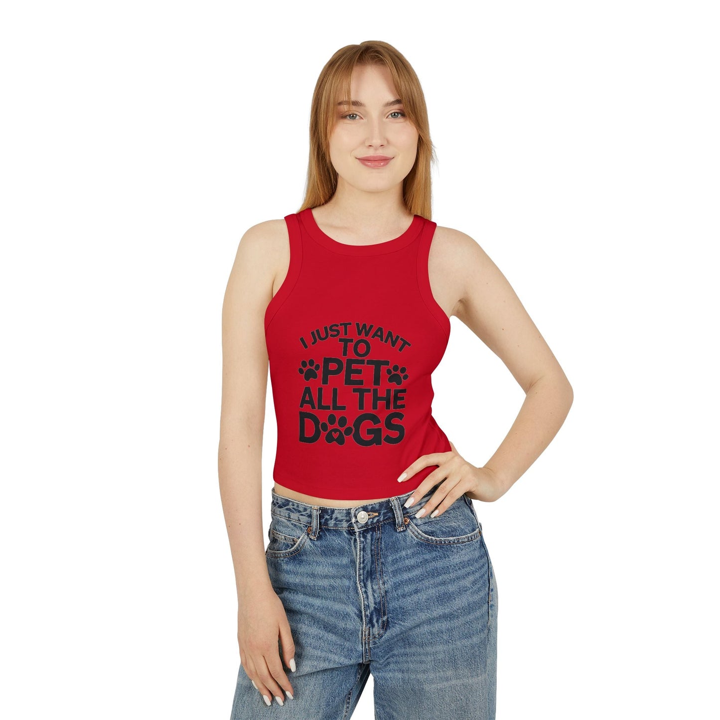 I Just Want to Pet All the Dogs - Women's Micro Rib Racer Tank Top - Cute Pet Lover Apparel | Purrfect Pet Haven
