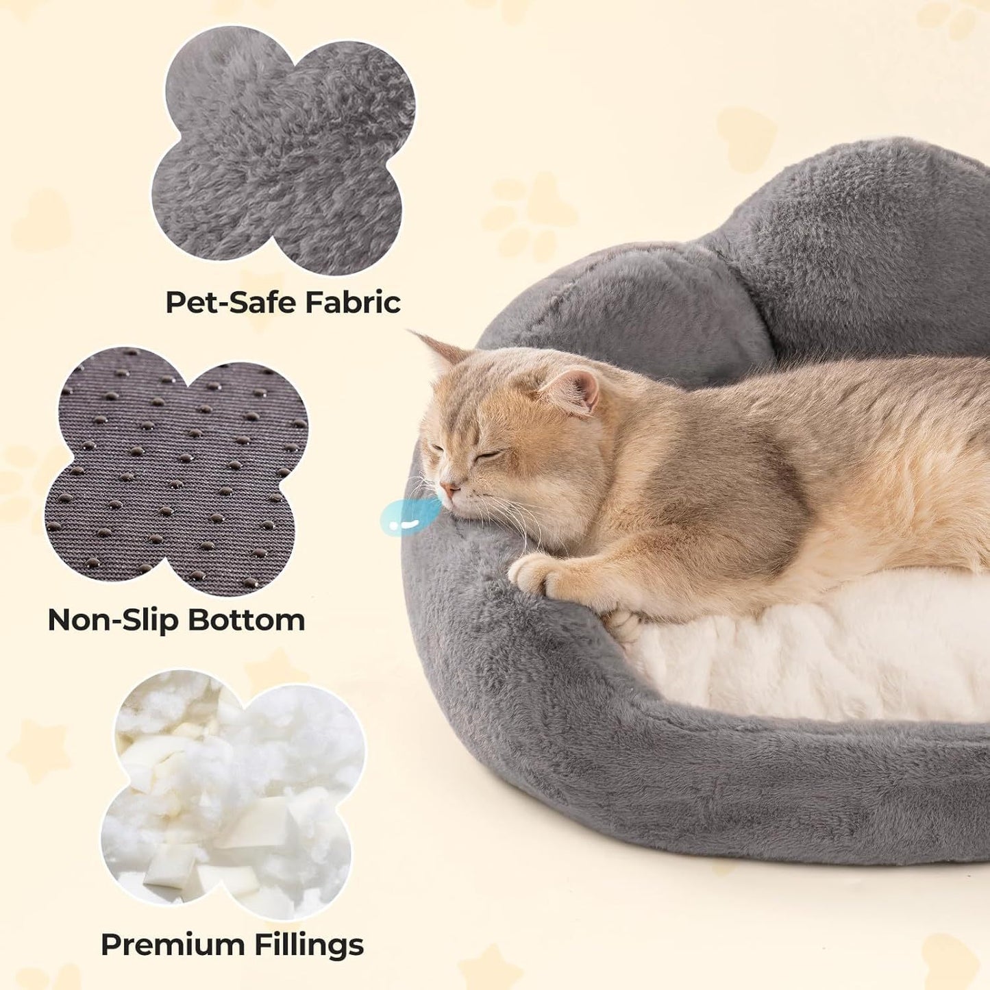 Flower-Shaped Pet Bed - Fluffy Washable Couch for Cats & Small Dogs
